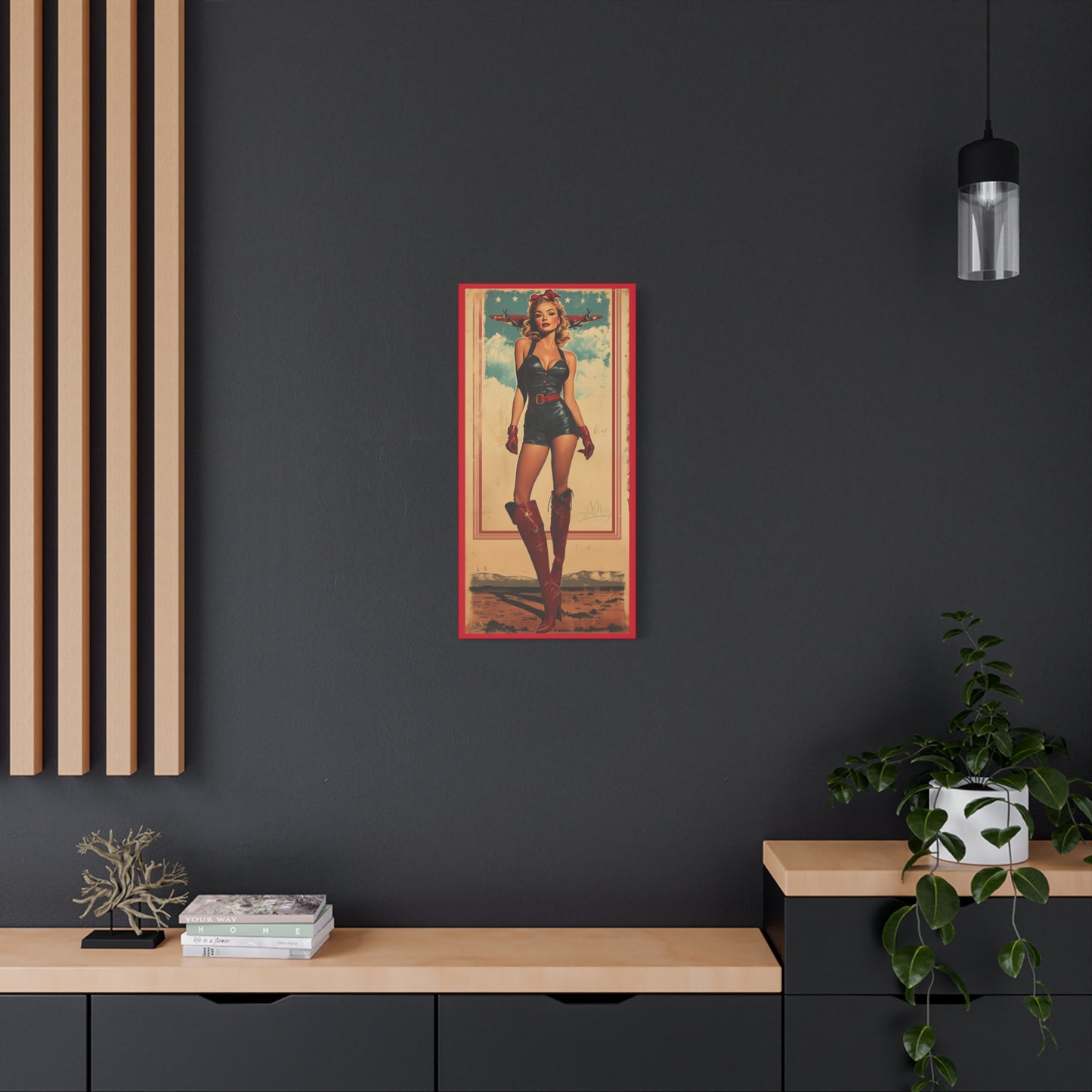 Vintage Pin-Up Art Canvas Wall Art "Wings of Valor" Patriotic WWII Aviation Wall Art, Retro Military Decor, Man Cave Decor USA Home Decor