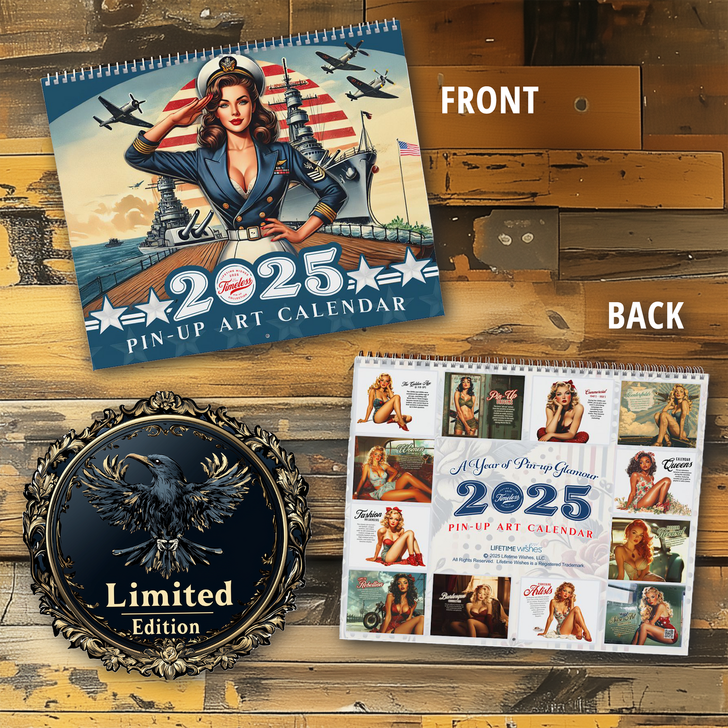 2025 Salute Vintage PinUp Wall Calendar, Retro Pin-Up Girls, Pin-Up Artwork, Vintage Pinup Decor, PinUp Lover's Gift, Pinup History Old Fashion Fun