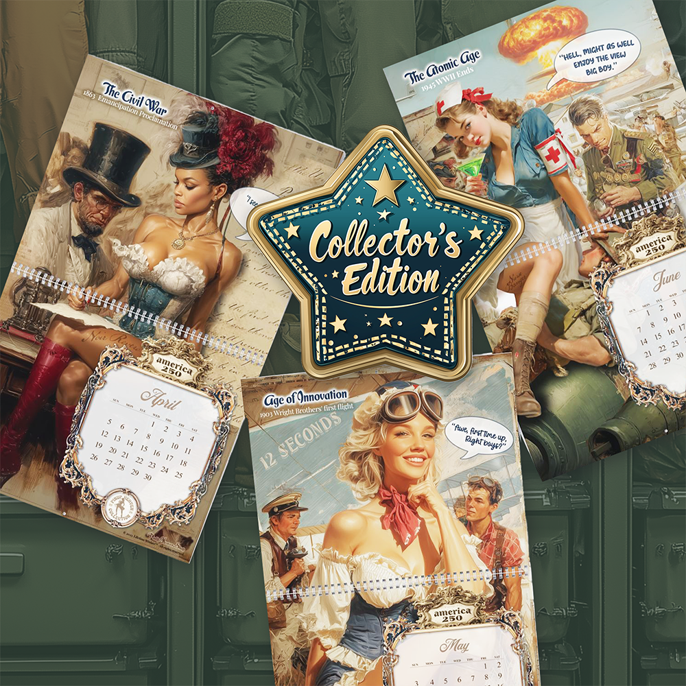 2026 PinUp Wall Calendar, America 250 Yrs of Sass and Satire, Premium XL Art