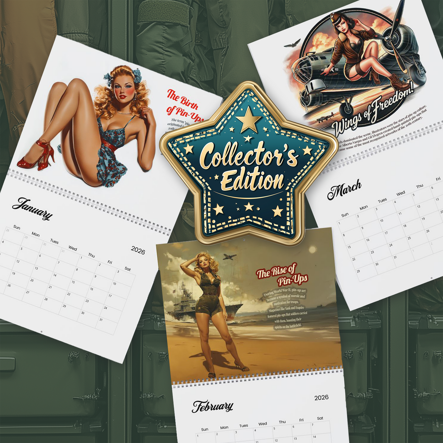 2026 Pinup Wall Calendar - Timeless Charm