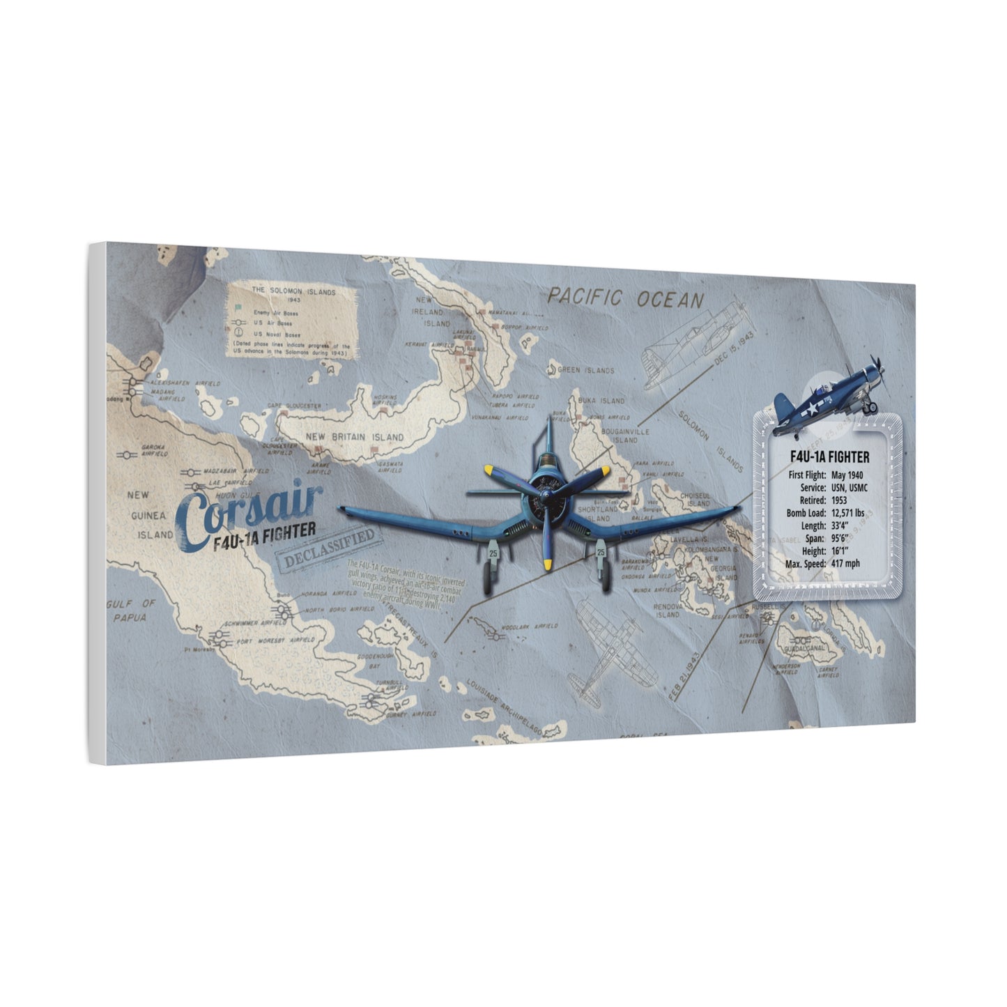 Vintage F4U Corsair Canvas Art, WWII Aviation Wall Art, Patriotic Military Decor, Man Cave Decor, Pilot Gifts, USA Home Decor, Retro Decor