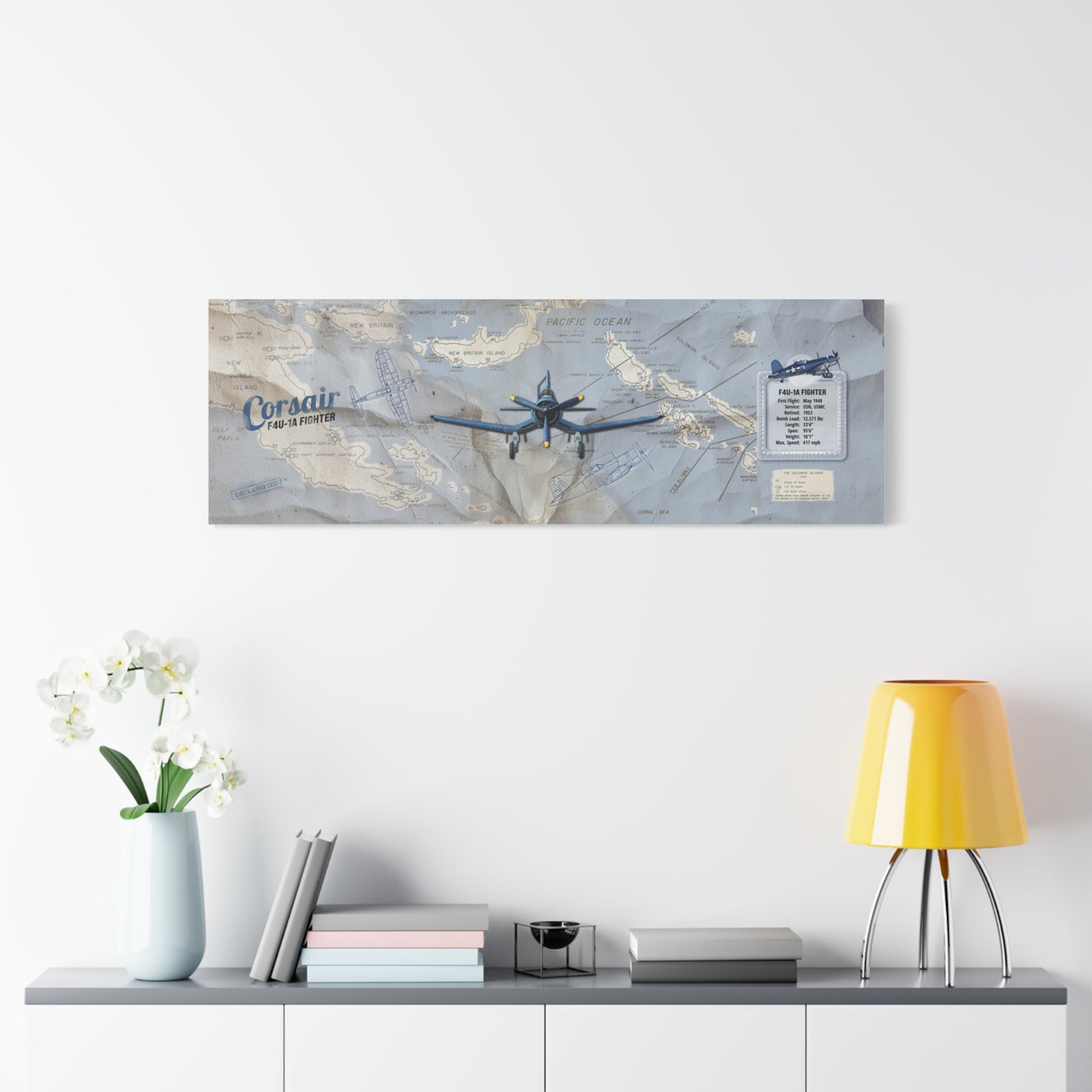 Vintage F4U Corsair Canvas Art, WWII Aviation Wall Art, Patriotic Military Decor, Man Cave Decor, Pilot Gifts, USA Home Decor, Retro Decor