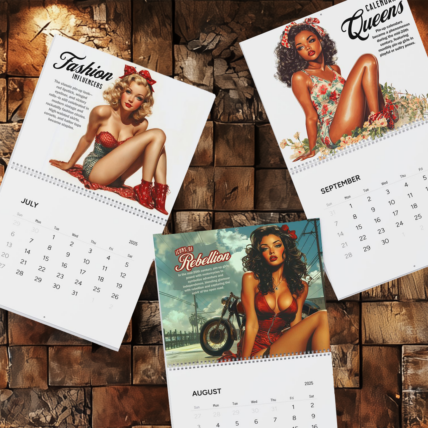 2025 Salute Vintage PinUp Wall Calendar, Retro Pin-Up Girls, Pin-Up Artwork, Vintage Pinup Decor, PinUp Lover's Gift, Pinup History Old Fashion Fun