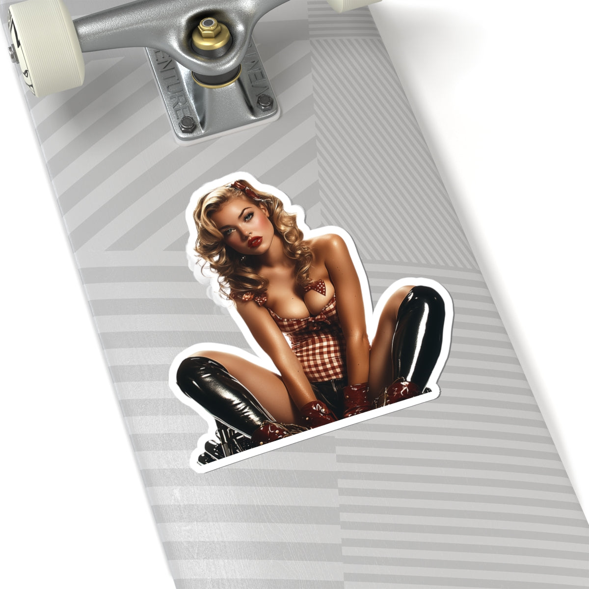 Retro Pin-Up Glam Stickers, Roadside Rose, Vintage Motorcycle Pin-Up Girl, Laptop Stickers, Water Bottle Decal, Rockabilly Car Decalls