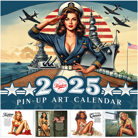 2025 Salute Vintage PinUp Wall Calendar, Retro Pin-Up Girls, Pin-Up Artwork, Vintage Pinup Decor, PinUp Lover's Gift, Pinup History Old Fashion Fun