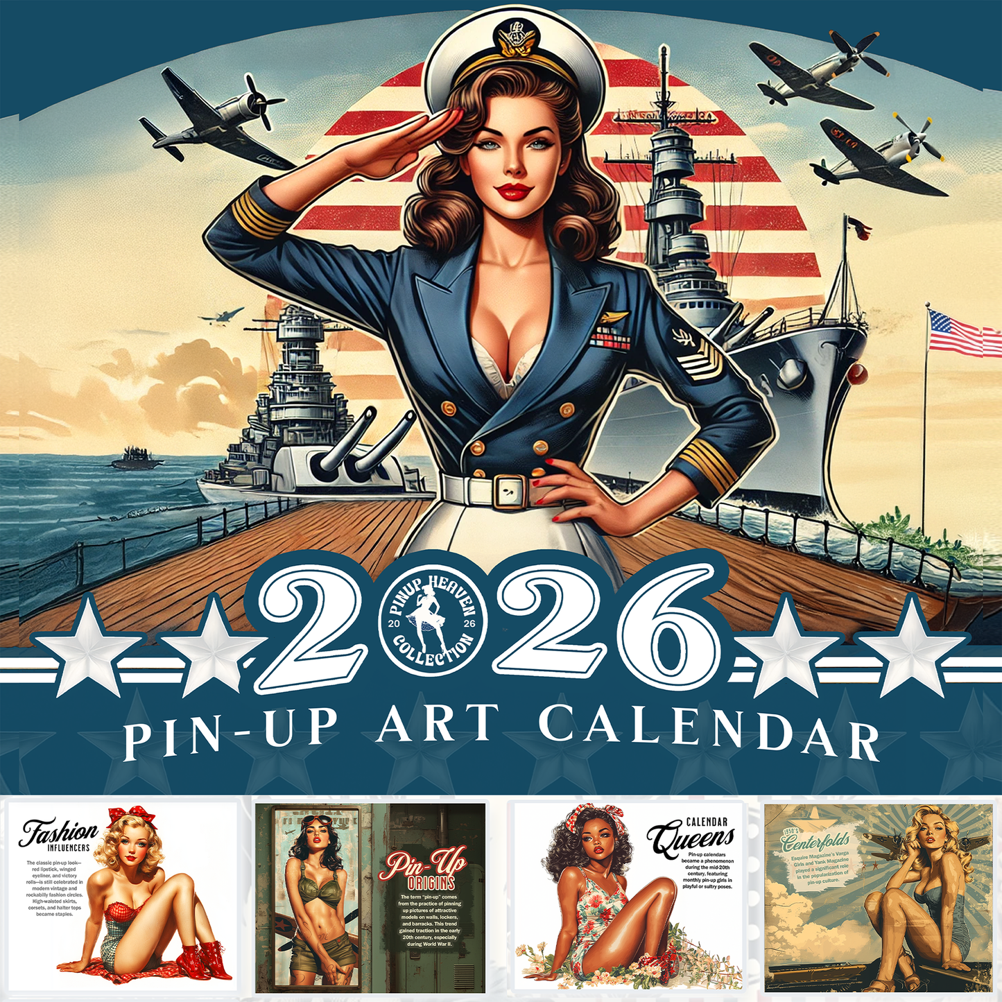 2026 Salute USA Vintage PinUp Wall Calendar