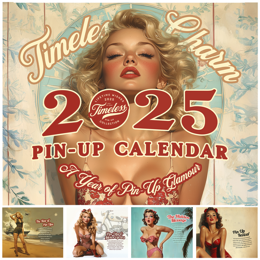 2025 PinUps Wall Calendar, Premium 14 x 11.5" Retro Pin-Up Girls Art History, Limited Edition Vintage Military Man Cave Decor, Vintage Gift