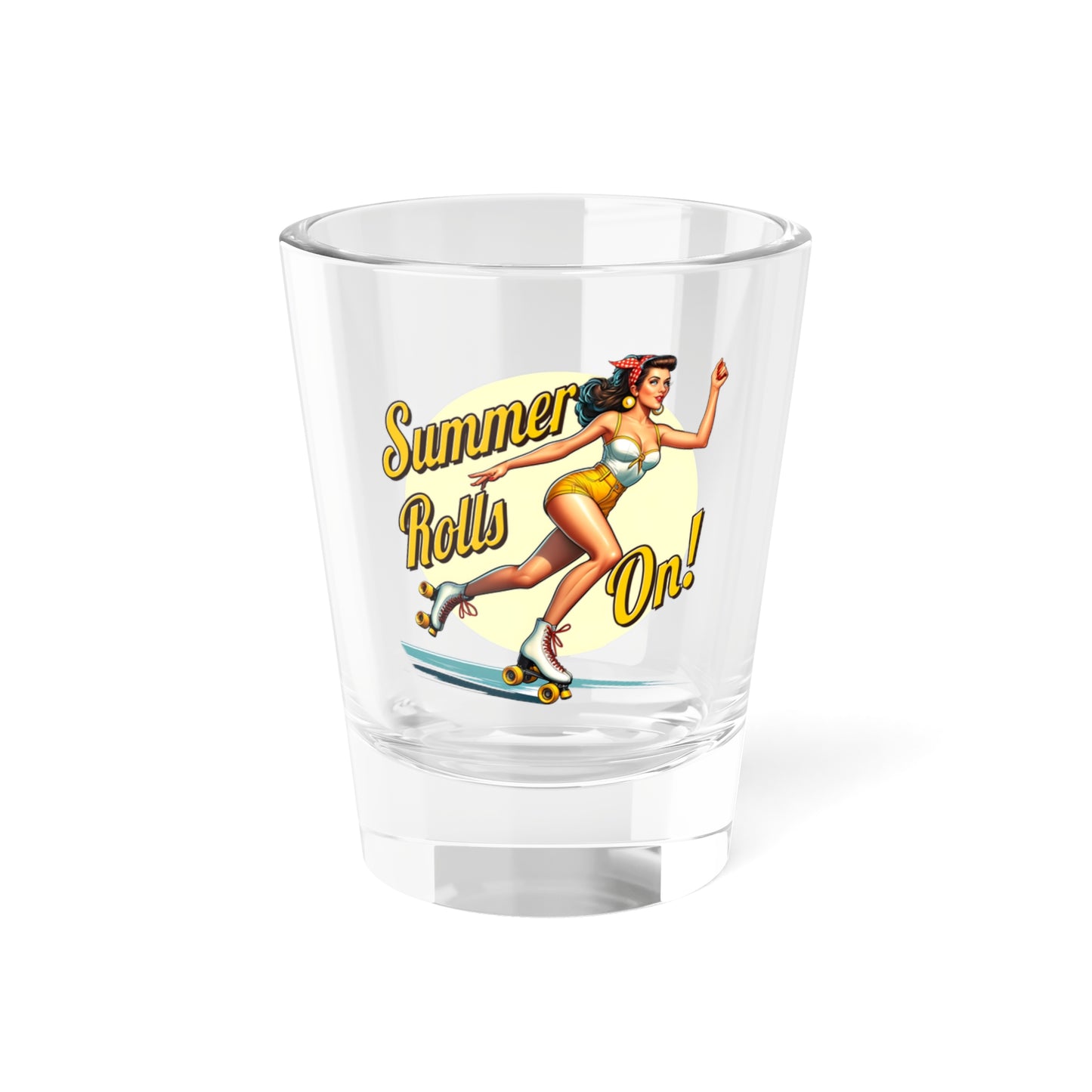 Roller Skater Shot Glass, Retro Barware, Gift for Roller Skater, Vintage PinUp Girl Art, Tequila Shot Glass, Bachelor Party Gift, Fathers Day Gift