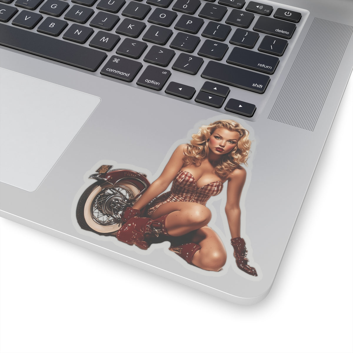 Cruisin' Cutie Retro Pin-Up Glam Stickers, Roadside Rose, Vintage Motorcycle Pin-Up Girl, Laptop Stickers, Water Bottle Decal