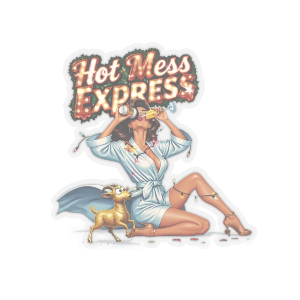 Customizable Kiss-Cut Stickers, Funny Hot Mess Express Vintage Pin-Up Gift for Sassy Women, Glass, Window, Mirror, Tumbler, Tote, Mug Decal