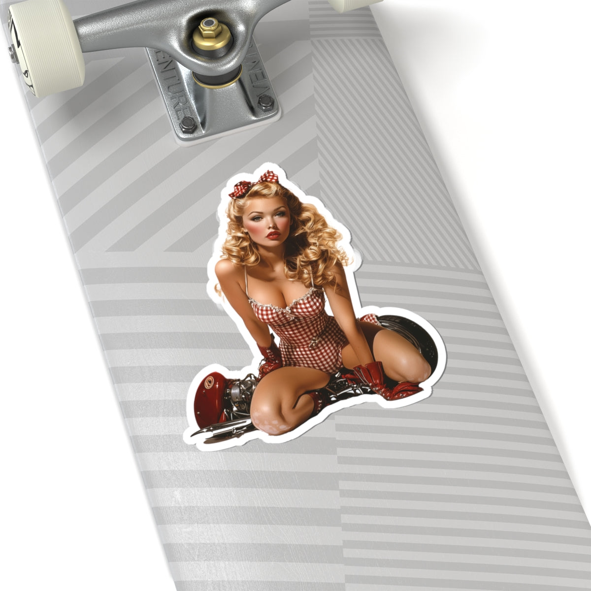 Gingham Rebel Kiss-Cut Stickers, Vintage Style Stickers for Laptops, Water Bottles, Gifts for Her, Car Decal, Pin-Up Girl Art