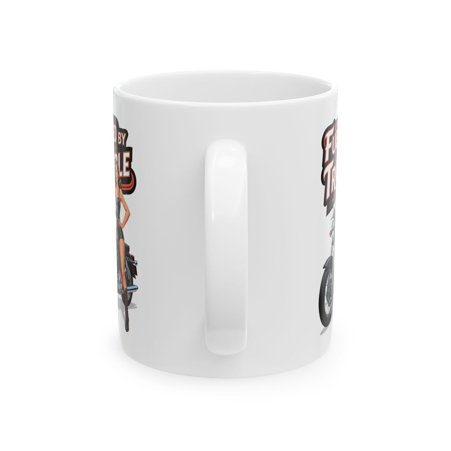 Biker Babe Pinup Ceramic Mug, Fueled By Trouble Motorcycle Gift, Funny Mug, Biker Gift, Motorcycle Lover, Pin-Up Heaven 2026 Limited Edition Collection