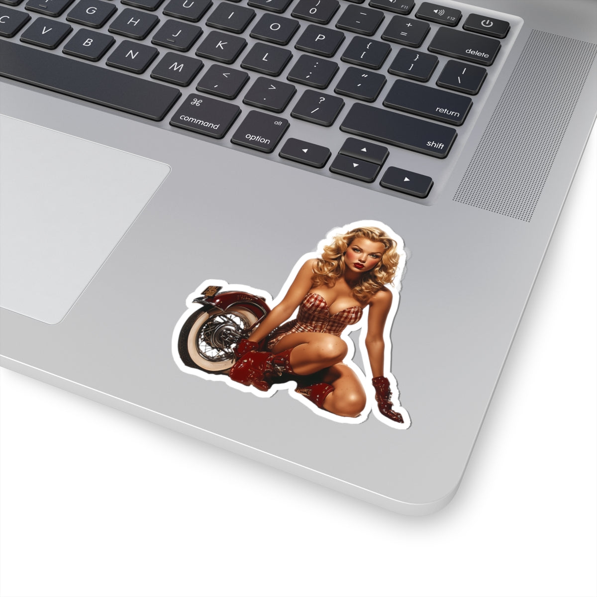 Cruisin' Cutie Retro Pin-Up Glam Stickers, Roadside Rose, Vintage Motorcycle Pin-Up Girl, Laptop Stickers, Water Bottle Decal