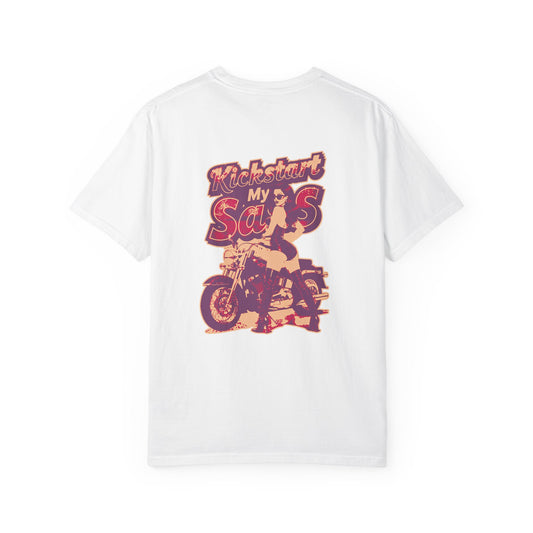 Kickstart My Sass Motorcycle Tee – Unisex Garment-Dyed T-Shirt, Biker Shirt, Funny Graphic Tee, Gift for Motorcycle Lovers