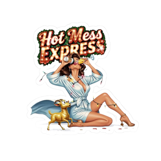 Customizable Kiss-Cut Stickers, Funny Hot Mess Express Vintage Pin-Up Gift for Sassy Women, Glass, Window, Mirror, Tumbler, Tote, Mug Decal