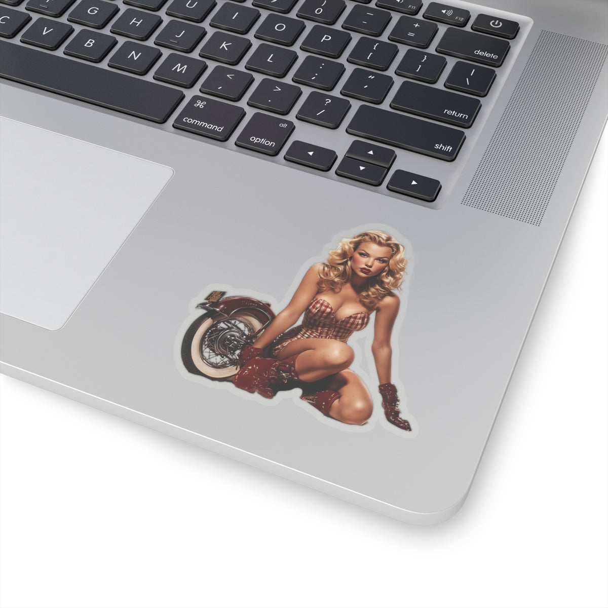 Cruisin' Cutie Retro Pin-Up Glam Stickers, Roadside Rose, Vintage Motorcycle Pin-Up Girl, Laptop Stickers, Water Bottle Decal