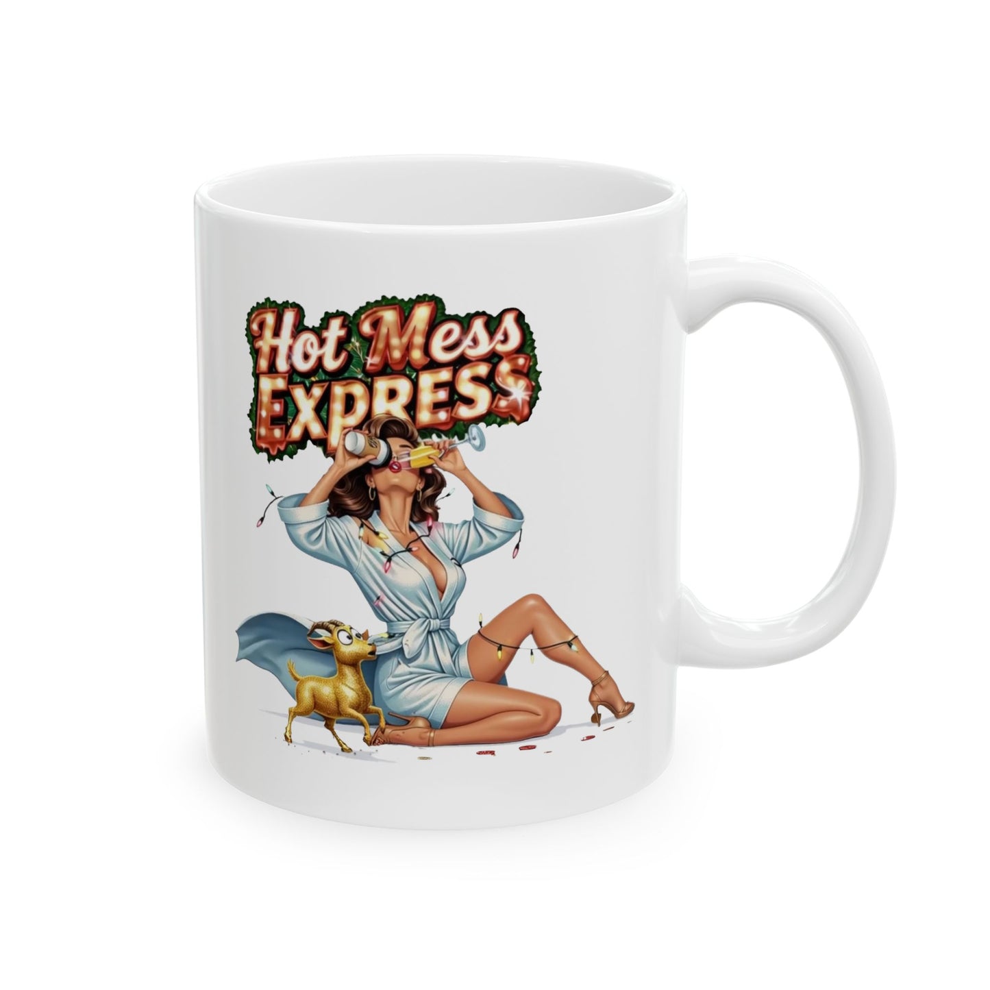 Hot Mess Express Pinup Ceramic Mug – Unique Coffee Cup, Funny Mug for Her, Gift for Friend, Coworker, Birthday, Mother’s Day, or Christmas