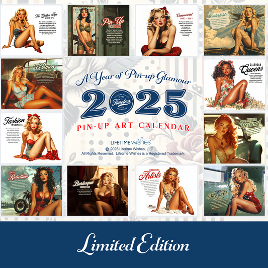 2025 Salute Vintage PinUp Wall Calendar, Retro Pin-Up Girls, Pin-Up Artwork, Vintage Pinup Decor, PinUp Lover's Gift, Pinup History Old Fashion Fun