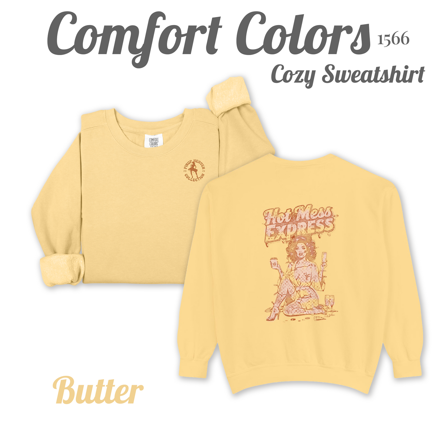 Hot Mess Express Sweatshirt, Cozy Pinup Shirt, Super Soft Top, Funny Sassy Cute Gift for Her,  Pinup Heaven 2026 Collection