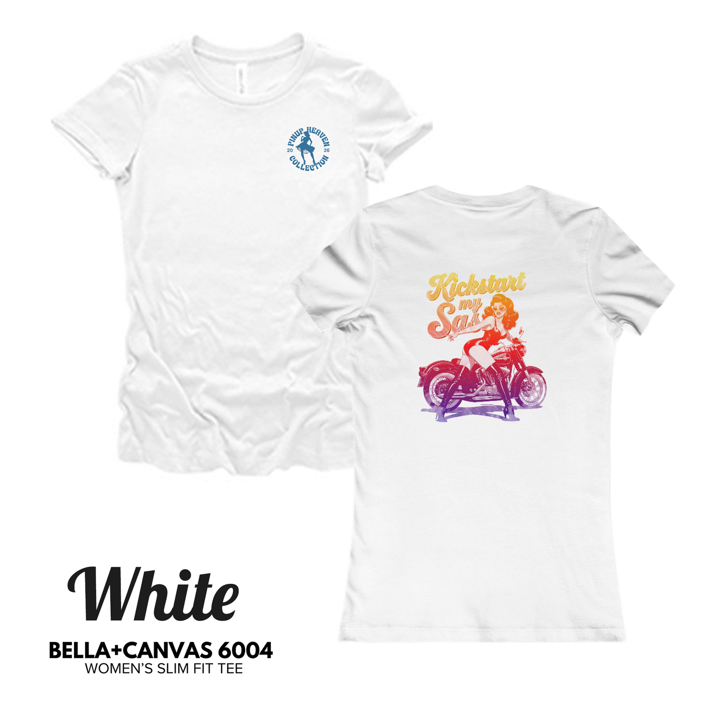 Premium Bella Canvas Women's Tee – "Kickstart My Sass" Vintage Graphic Biker Apparel, Motorcycle Tee, Perfect Gift for Her, Slim Fit Shirt, Trendy Graphic Tee