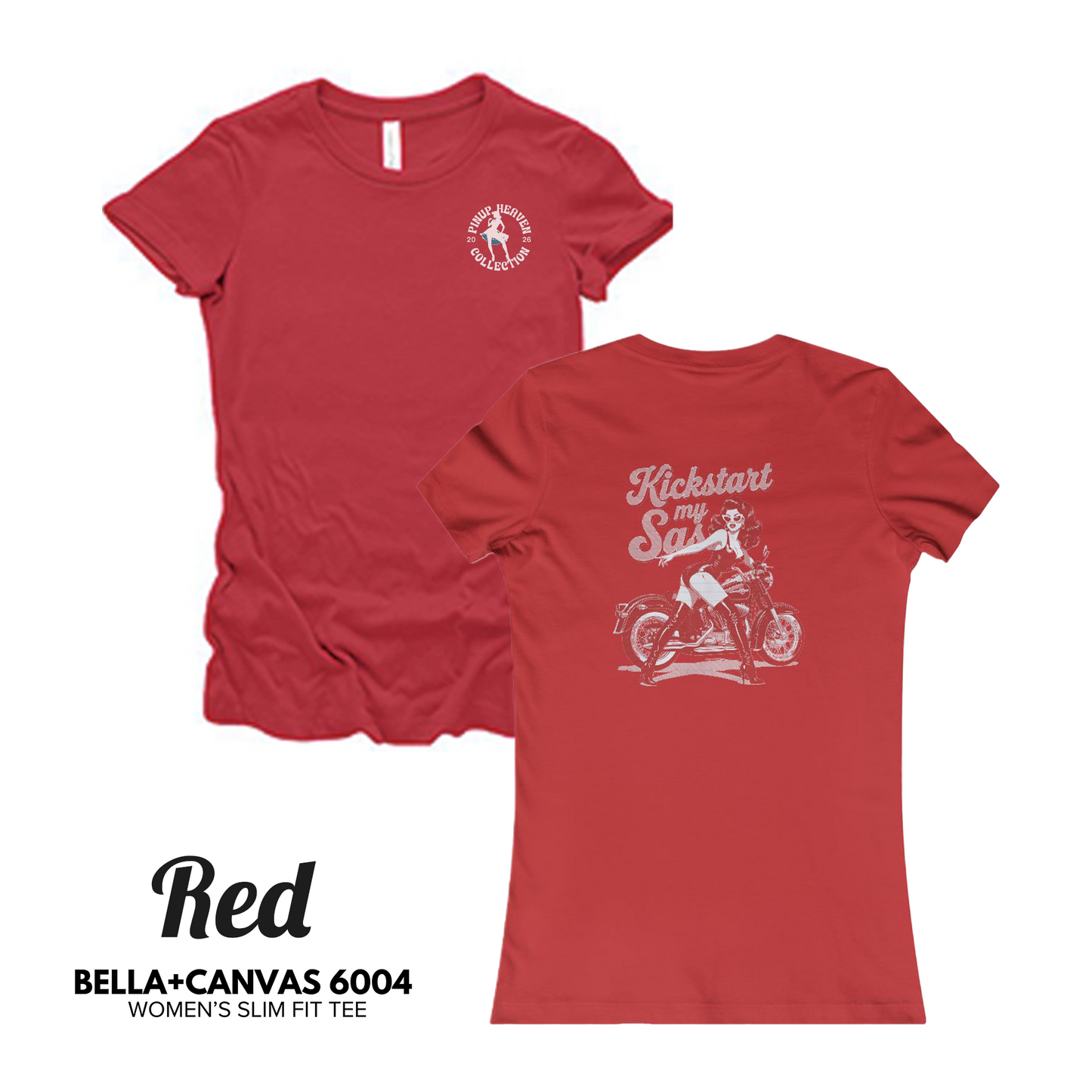 Premium Bella Canvas Women's Tee – "Kickstart My Sass" Vintage Graphic Biker Apparel, Motorcycle Tee, Perfect Gift for Her, Slim Fit Shirt, Trendy Graphic Tee