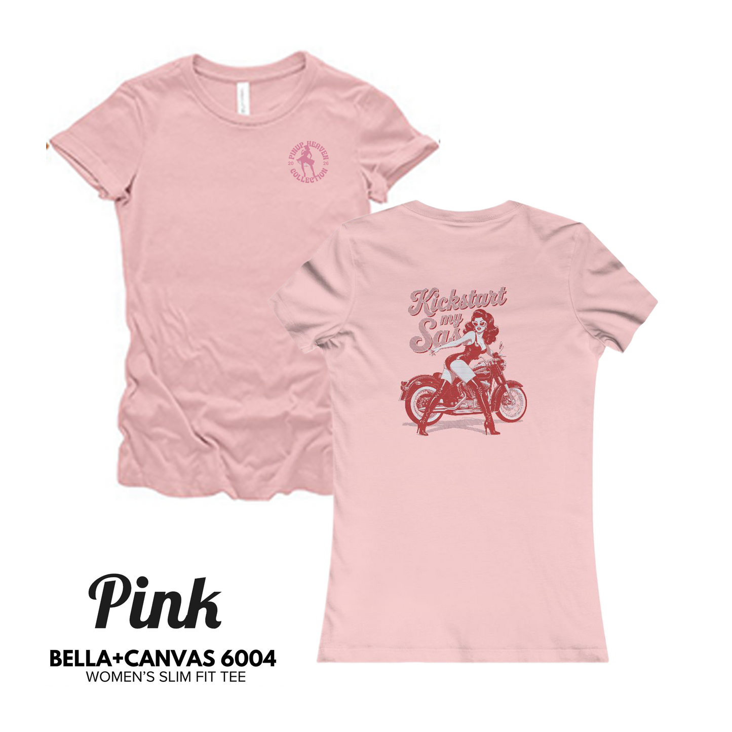 Premium Bella Canvas Women's Tee – "Kickstart My Sass" Vintage Graphic Biker Apparel, Motorcycle Tee, Perfect Gift for Her, Slim Fit Shirt, Trendy Graphic Tee