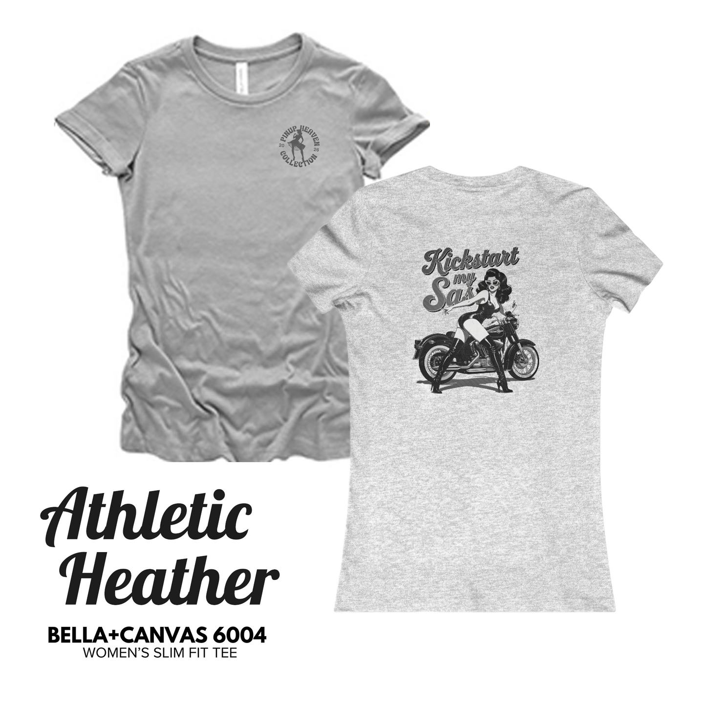 Premium Bella Canvas Women's Tee – "Kickstart My Sass" Vintage Graphic Biker Apparel, Motorcycle Tee, Perfect Gift for Her, Slim Fit Shirt, Trendy Graphic Tee