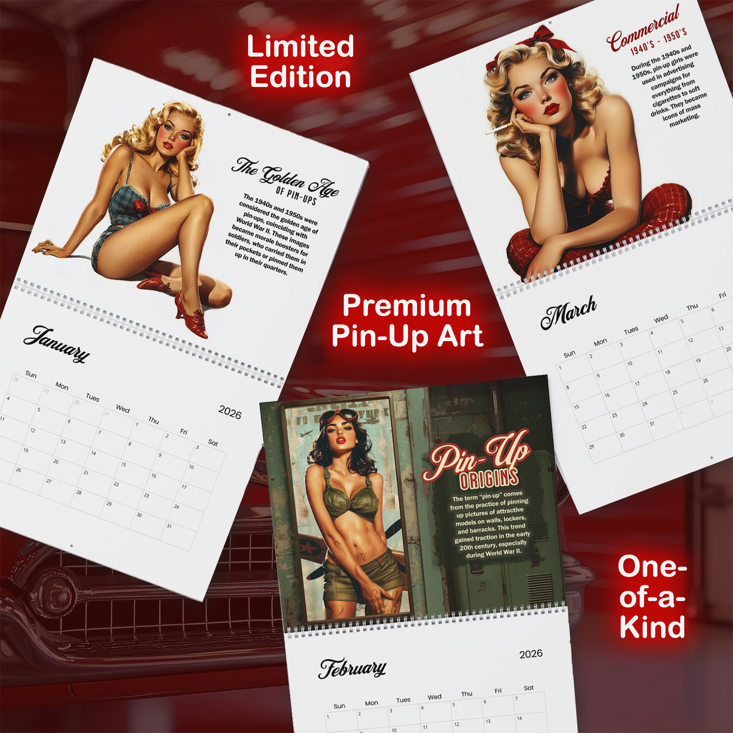 2026 Salute USA Vintage PinUp Wall Calendar