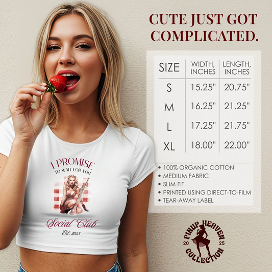 Promise To Wait Social Club, Going Out Tops for Women, Graphic Tees for Women Y2k Tops, Crop Tops for Women, Womens Baby Tees, Funny Shirts