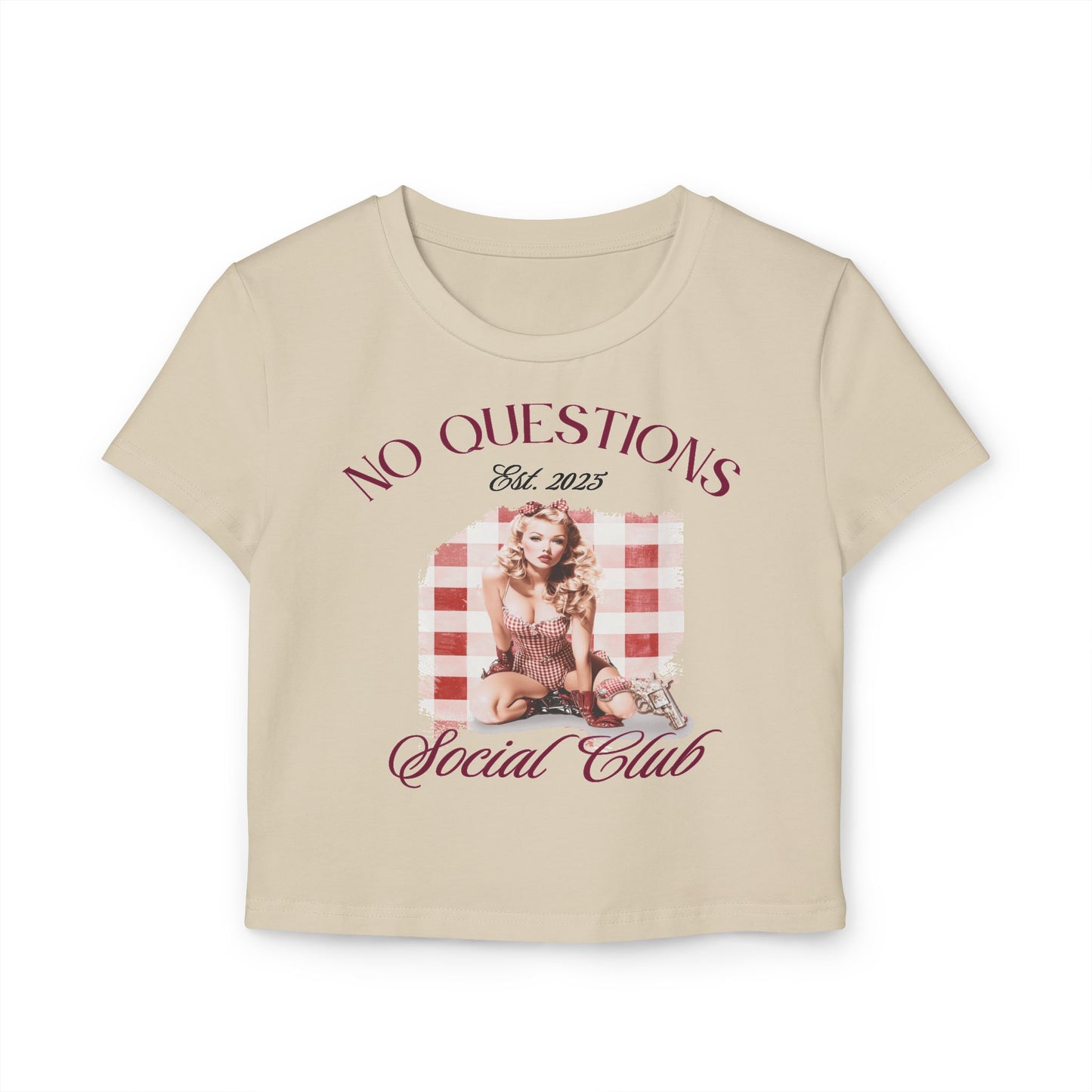No Questions Social Club, Going Out Tops for Women, Graphic Tees for Women Y2k Tops, Crop Tops for Women, Womens Baby Tees