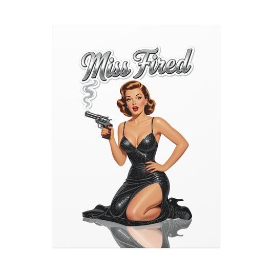 Vintage Pin Up Canvas Wall Art Miss Fired, Retro Glam Gun Pin Up, Classic 1950s Style Wall Decor, Pin Up Heaven Collection