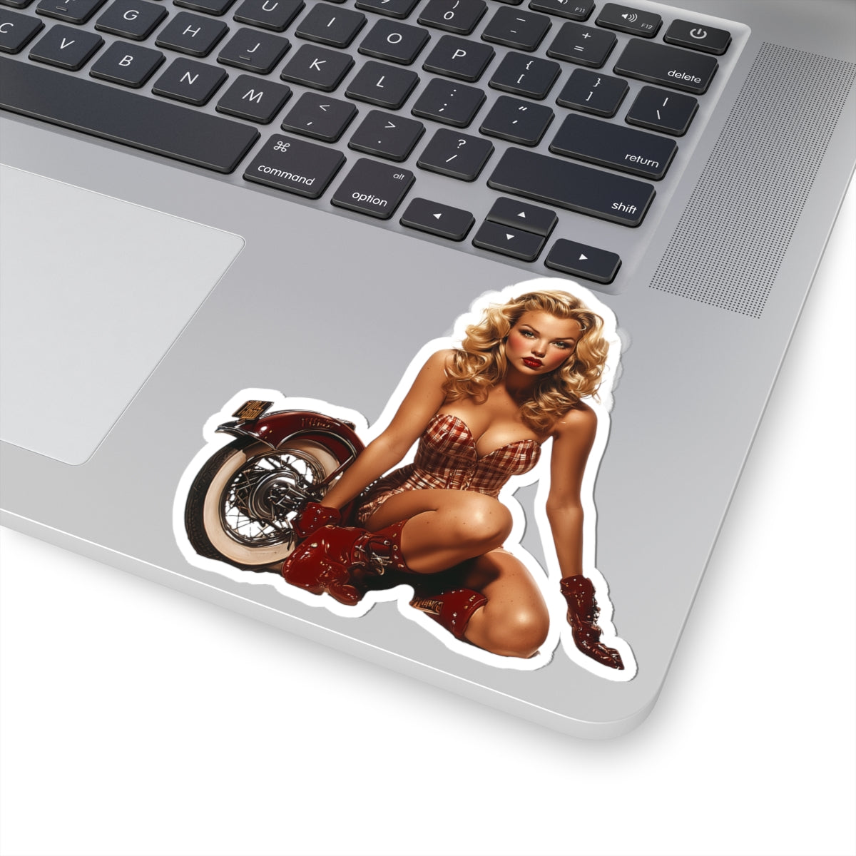 Cruisin' Cutie Retro Pin-Up Glam Stickers, Roadside Rose, Vintage Motorcycle Pin-Up Girl, Laptop Stickers, Water Bottle Decal