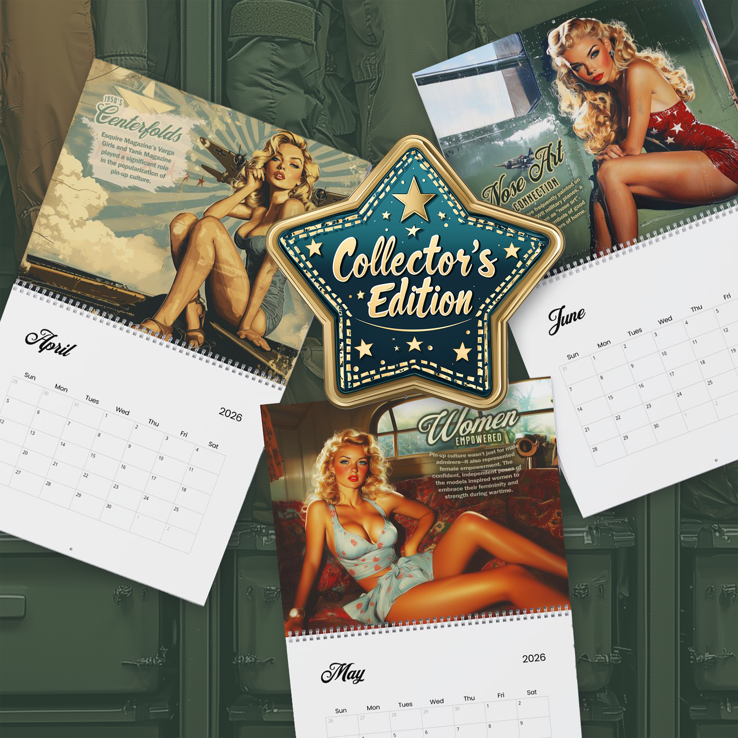 2026 Salute USA Vintage PinUp Wall Calendar