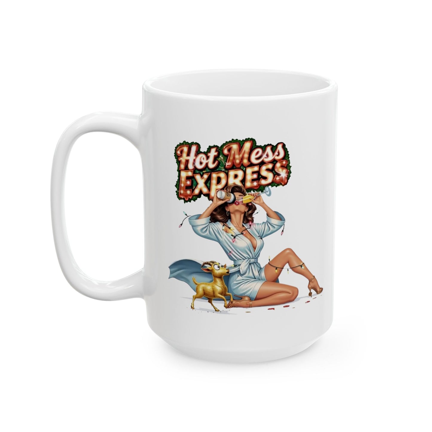 Hot Mess Express Pinup Ceramic Mug – Unique Coffee Cup, Funny Mug for Her, Gift for Friend, Coworker, Birthday, Mother’s Day, or Christmas