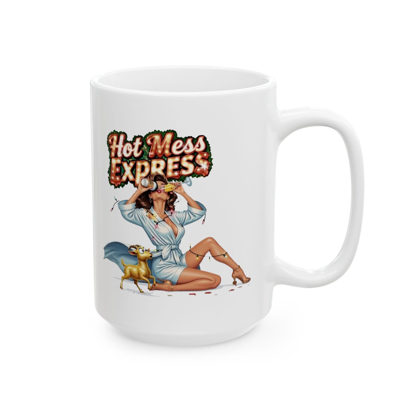 Hot Mess Express Pinup Ceramic Mug – Unique Coffee Cup, Funny Mug for Her, Gift for Friend, Coworker, Birthday, Mother’s Day, or Christmas