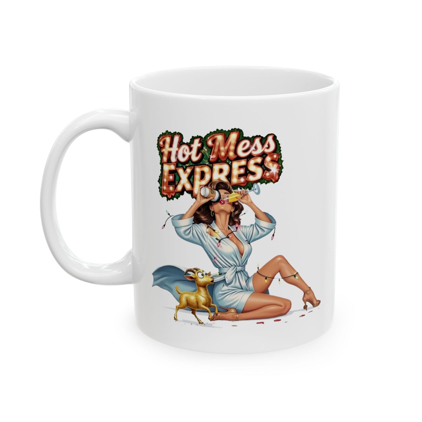 Hot Mess Express Pinup Ceramic Mug – Unique Coffee Cup, Funny Mug for Her, Gift for Friend, Coworker, Birthday, Mother’s Day, or Christmas