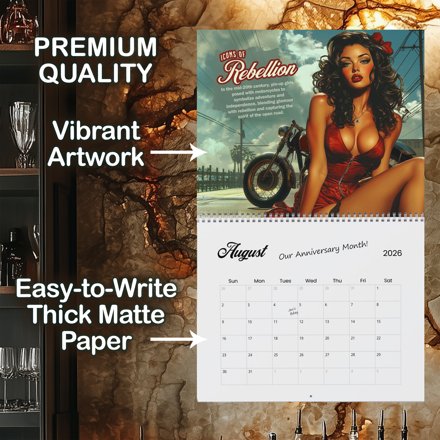 2026 Salute USA Vintage PinUp Wall Calendar