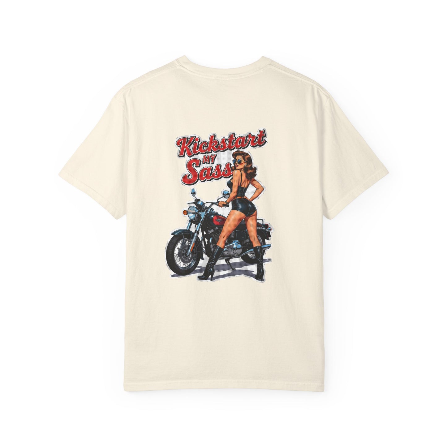 Kickstart My Sass Motorcycle Tee – Unisex Garment-Dyed T-Shirt, Biker Shirt, Funny Graphic Tee, Gift for Motorcycle Lovers