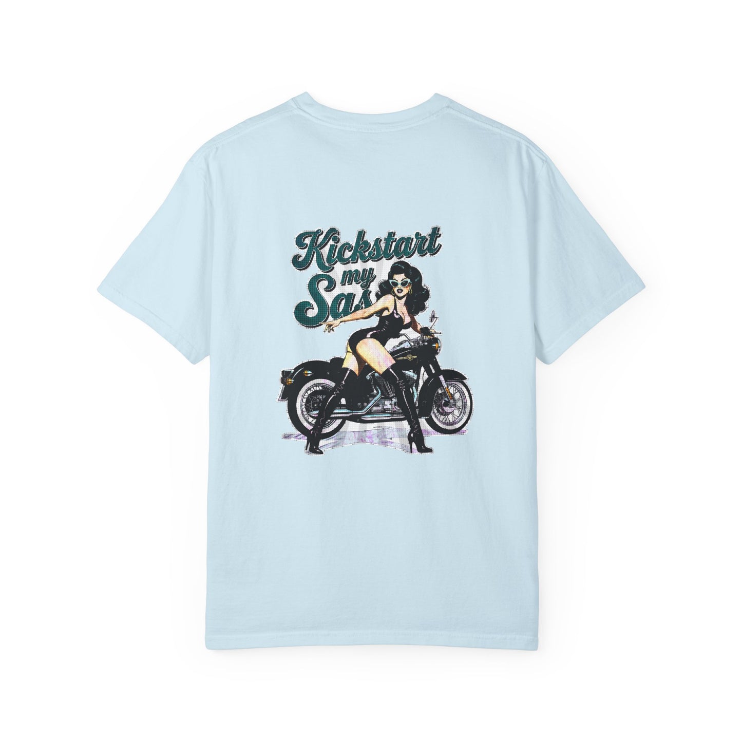 Kickstart My Sass Motorcycle Tee – Unisex Garment-Dyed T-Shirt, Biker Shirt, Funny Graphic Tee, Gift for Motorcycle Lovers