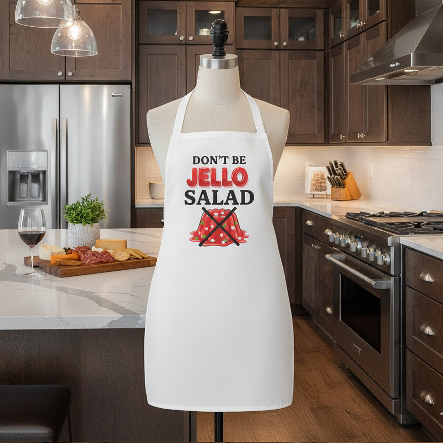 "Don't Be Jell-o Salad" Retro Apron – Funny Potluck Pinup Kitchen Style