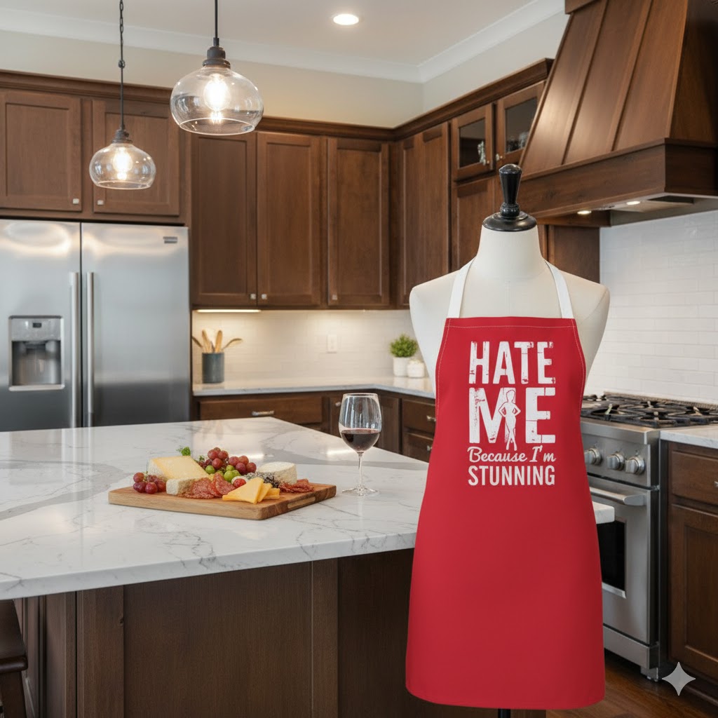 Hate Me Because I’m Stunning Apron – Retro Red Pin-Up Attitude