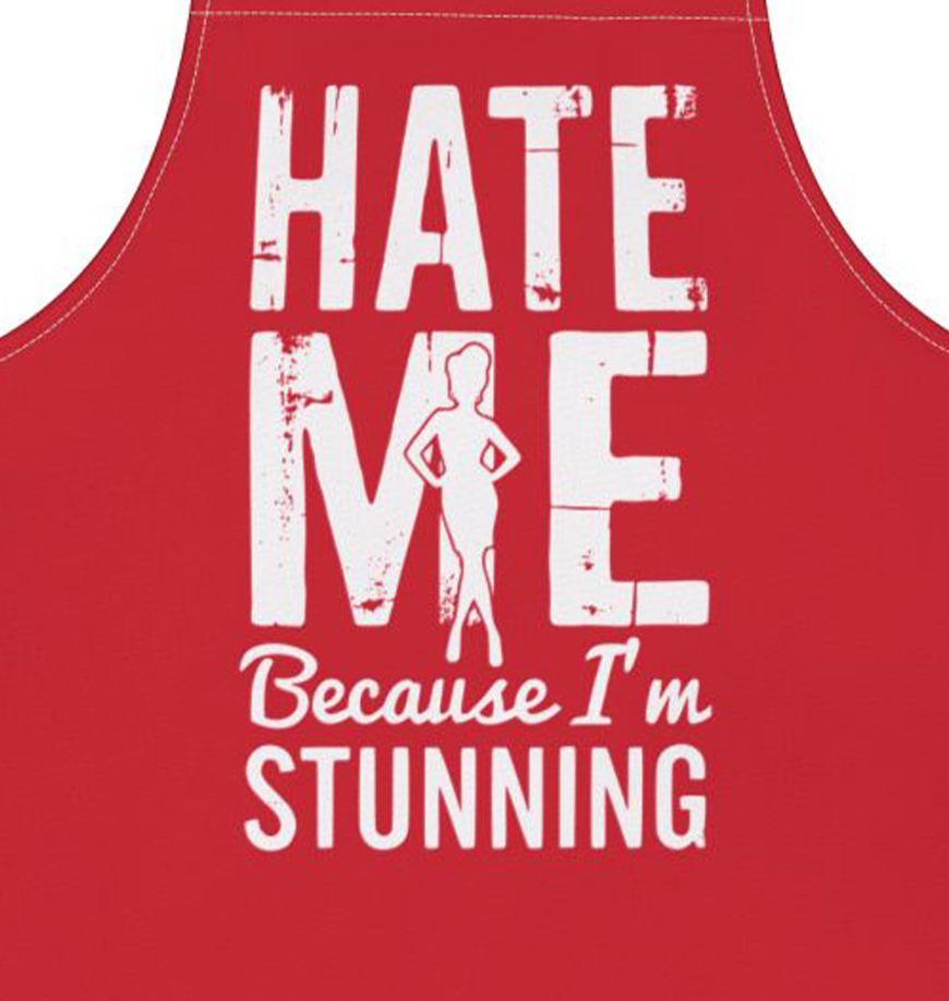 Hate Me Because I’m Stunning Apron – Retro Red Pin-Up Attitude