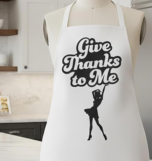 "Give Thanks to Me" Retro Pinup Apron – Funny Thanksgiving Kitchen Style