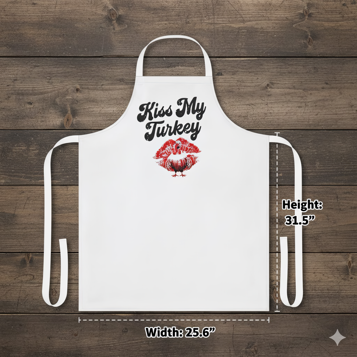 "Kiss My Turkey" Retro Apron – Funny Thanksgiving Pinup Kitchen Style