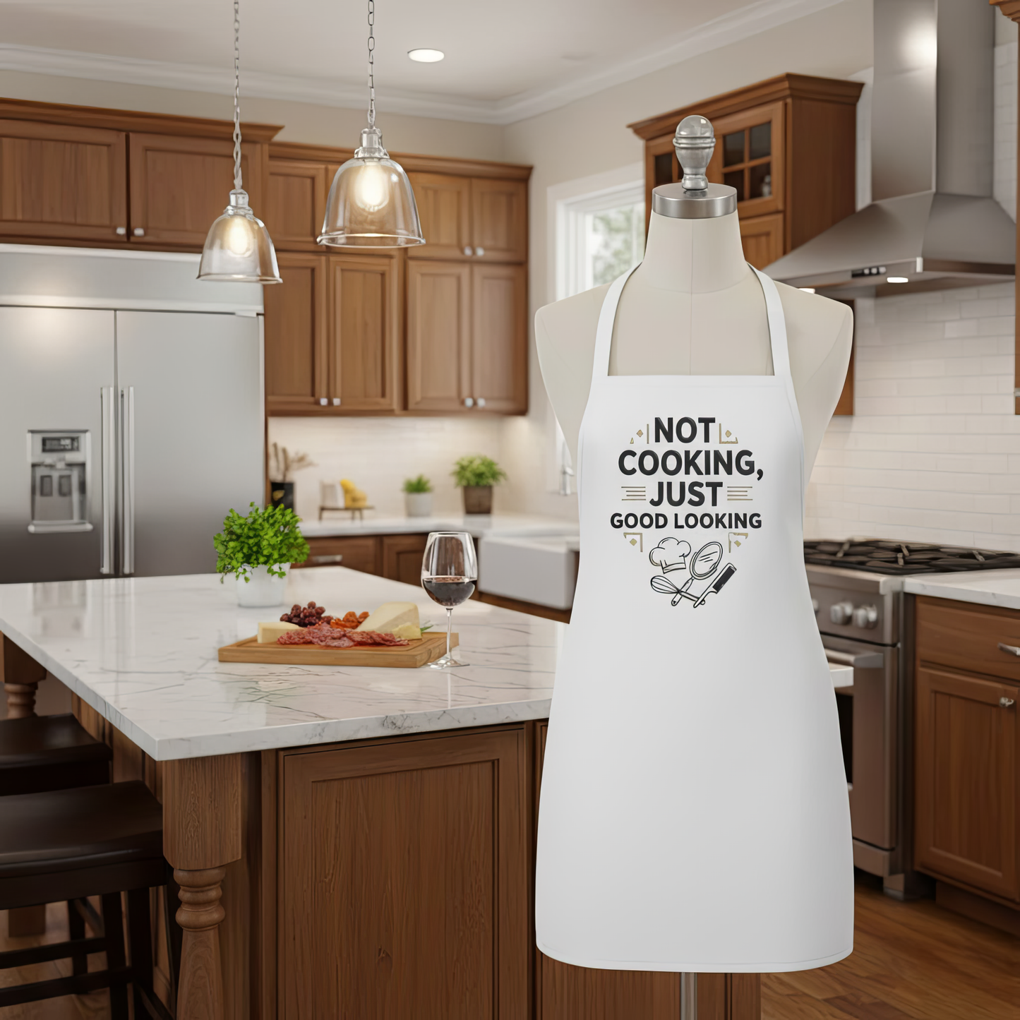 "Not Cooking, Just Good Looking" Funny Retro Apron