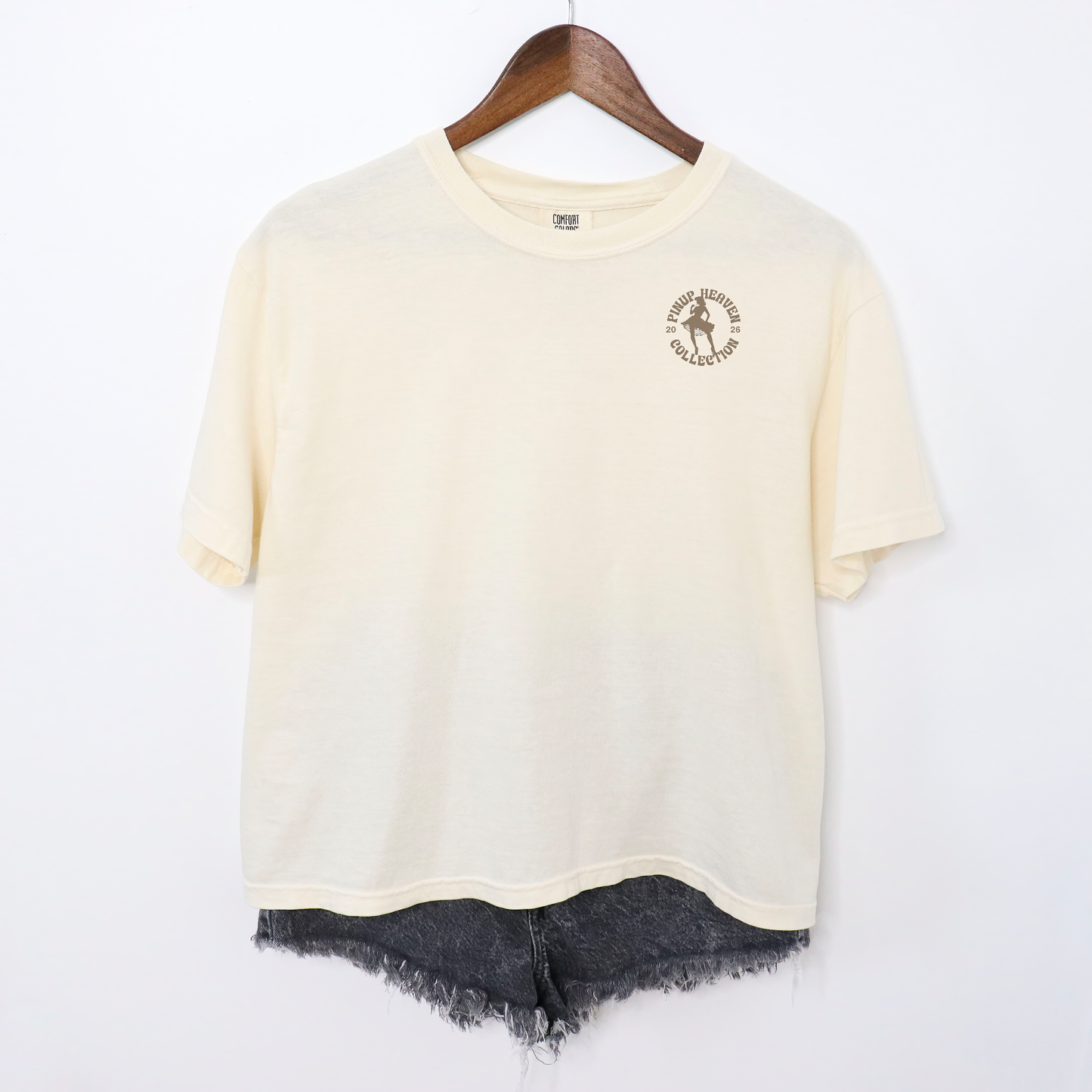 Premium Pin-Up Biker Babe Graphic Boxy Tee – “Kickstart My Sass” Comfort Colors Cotton Top, Vintage Motorcycle Shirt, Retro Biker Gift for Her